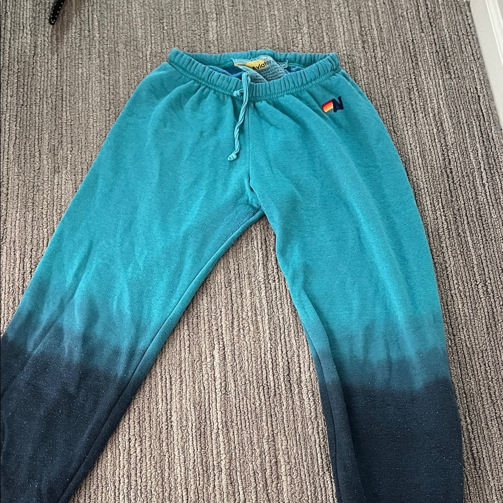 Aviator nation Teal and Black Ombre Sweatpants